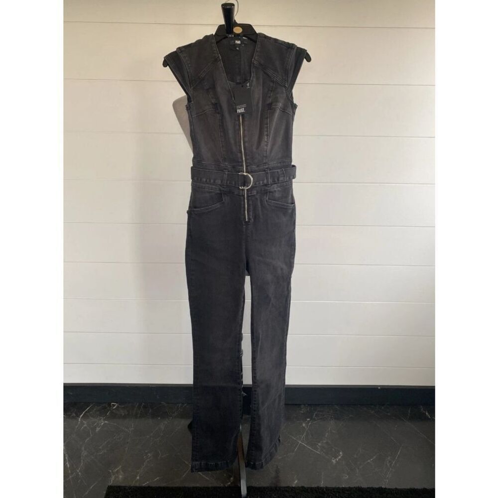 PAIGE Laurel Canyon belted denim jumpsuit Dark Twilight Size 00 NWT/001 - Picture 3 of 13